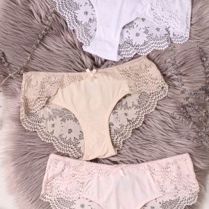 Trojbalenie čipkovaných nohavičiek About Lace Hipsters - béžová + ružová + biela