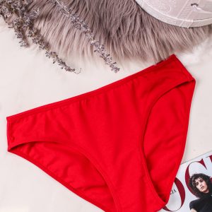 Červené klasické nohavičky Cotton Spandex Bikini