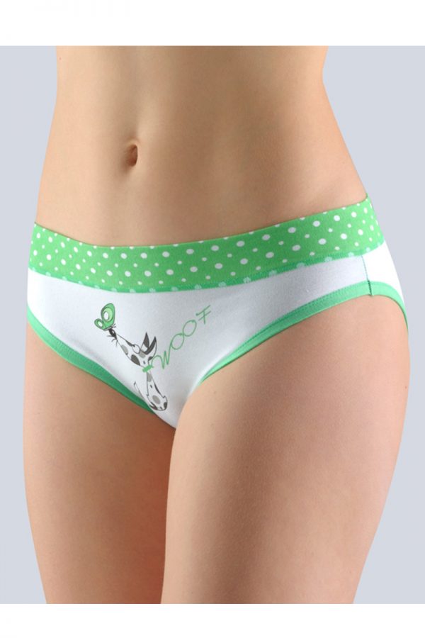 Bielo-zelené vzorované nohavičky so širokým bokom 16121