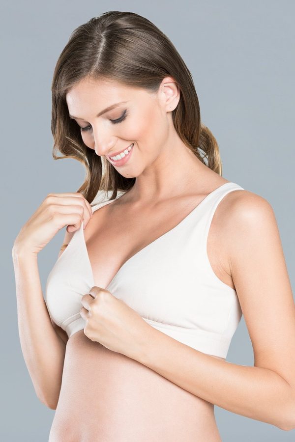 Smotanová tehotenská bavlnená podprsenka Lux
