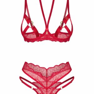 Červený dvojdielny crotchless set Cupide Desir