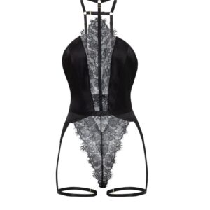 Čierne harness body s čipkou Winnie