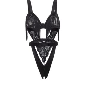Čierne open bra body so strapcami Annika