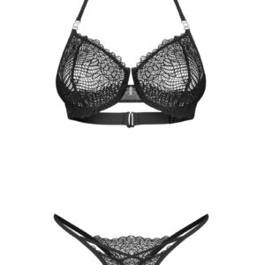 Čierny dvojdielny crotchless set Iliosa