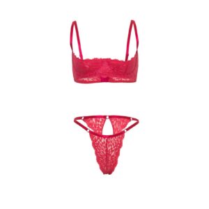 Fuchsiový dvojdielny crotchless set Kara