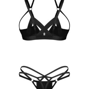 Čierny dvojdielny crotchlessset Keira Lise
