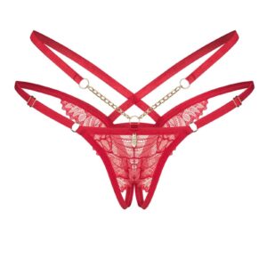 Červené crotchless tango nohavičky Matildea