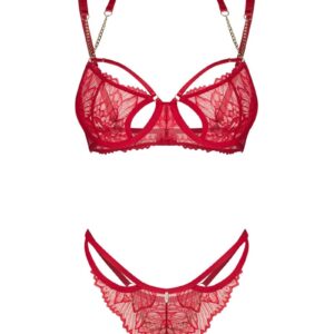 Červený dvojdielny crotchless set Matildea